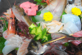 あじ　ひらめ姿　刺身盛