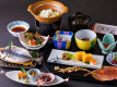 朝ご飯はこだわりのコシヒカリに、白米にぴったりのおかずが並びます。