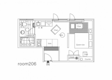 206号室 北欧デザインの照明とラグが印象的なスーペリアダブルルーム 206号室 北欧デザインの照明とラグが印象的なスーペリアダブルルーム