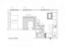 208号室 個性的な間取りと北欧デザインの家具が人気のスーペリアツインルーム 208号室 個性的な間取りと北欧デザインの家具が人気のスーペリアツインルーム
