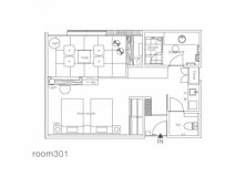 301号室 3階で1番人気、天井の広い和室とバルコニー付の中庭に面したデラックスツインルーム 301号室 3階で1番人気、天井の広い和室とバルコニー付の中庭に面したデラックスツインルーム