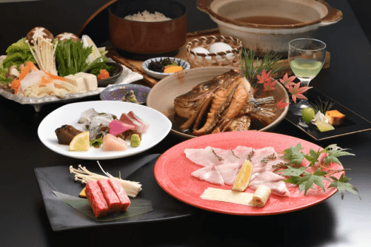 桃鯛とブリヒラの出汁しゃぶ会席×奈義和牛の鉄板焼き