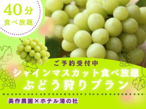【シャインマスカット狩り40分】美作農園&times;湯の杜 ～地と海のめぐみ会席と秋の岡山を味わう旅～