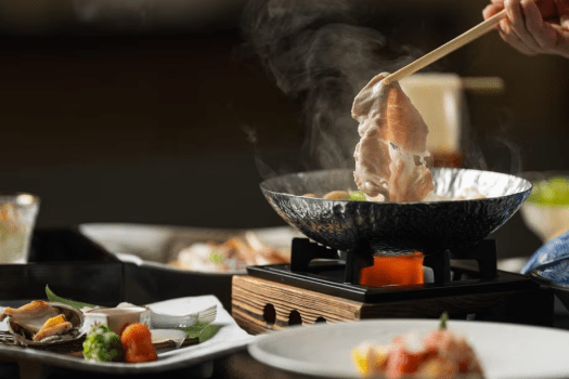 北海道産「ひこま豚」のしゃぶしゃぶ／夕食一例