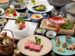 当館売筋１位【ブランド佐賀牛付料理長おすすめ上級会席】お献立評価1.佐賀牛2.氷の器のお造り3.スープ鍋※秋のお献立のイメージ
