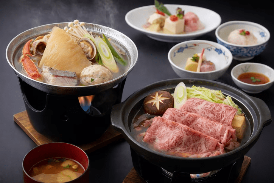 夕食｜前沢牛すき焼き&times;フカヒレ海鮮鍋　※イメージ