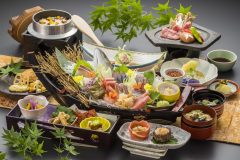 【富山湾の宝石舟会席】お祝いの席にも嬉しい華やかな舟盛りには、富山湾で獲れた朝獲れの鮮魚がたっぷり。