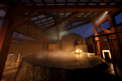 蔵王石をくりぬいた日本最大級の大石くりぬき風呂「龍神の湯」