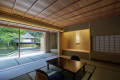 New open [Kocho] Pond & noh stage view, with a hot spring bath