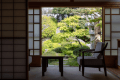 日常から離れ、私的時間を愛おしむ緑の香、木のぬくもり、日本庭園に囲まれたくつろぎ空間。