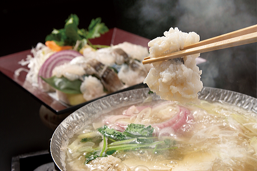 うま味が凝縮されたハモ鍋！！素材にこだわった活ハモと細かな骨切り！召し上がられた方は、食べやすさとその出汁の美味しさにとても感動されています。毎年、ハモを目的で来られるお客様が多くいらっしゃいます。ぜひ、一度「梅乃屋のハモ料理」をお召し上がりください。by料理長より