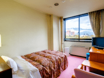 シングルルームのお部屋も大きな窓で開放感があります。