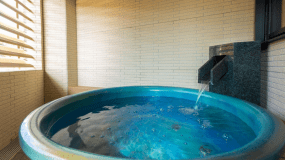 2023年3月リニューアル露天風呂付和モダン和洋室【505号室】水浅葱の客室露天♪