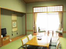 太陽の光がやさしく差し込む広々和室