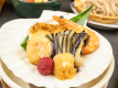 2025年9月10月《お献立Ｂの一例》焼物♪鰈、海老、帆立、茄子のバター焼き　おろしポン酢添え