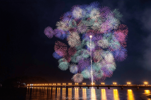 現地にいかれますと迫力があります♪蒲郡花火大会の風景。（蒲郡市観光協会より）