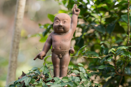 玄関棟からお部屋までの小径に精霊がございます。観察しながら散歩が出来ます。