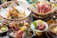 【Japanese Tradition】Japanese Wagyu Sukiyaki-Style Hot Pot & Tempura. Indulge in the rich flavors of Wagyu beef and delicate tempura in a tranquil Japanese setting. 【Japanese Tradition】Japanese Wagyu Sukiyaki-Style Hot Pot & Tempura. Indulge in the rich flavors of Wagyu beef and delicate tempura in a tranquil Japanese setting.