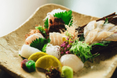 天草のとれたて地魚のお造里の盛り合わせ（一例）