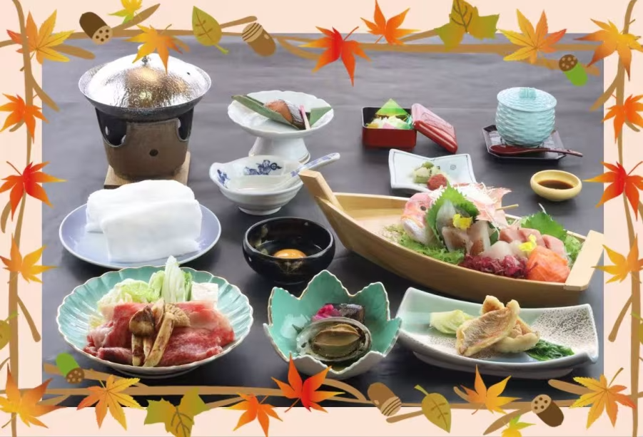 【秋限定】ふわふわ雪見松茸三河牛すき焼き・鮑・舟盛付旬彩会席