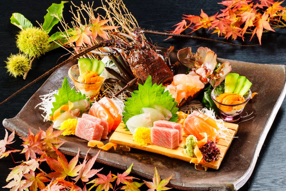伊勢海老、紅葉鯛など5種のお造り盛り合わせ