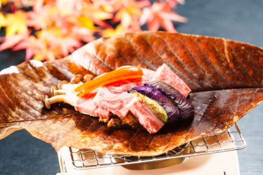 奈義牛の朴葉味噌焼き