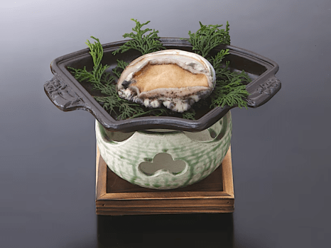 鮑の陶板焼き