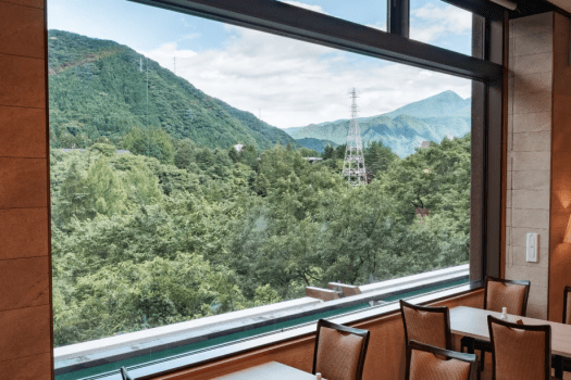 自然を眺めるレストランで、みんなで楽しいお食事を♪