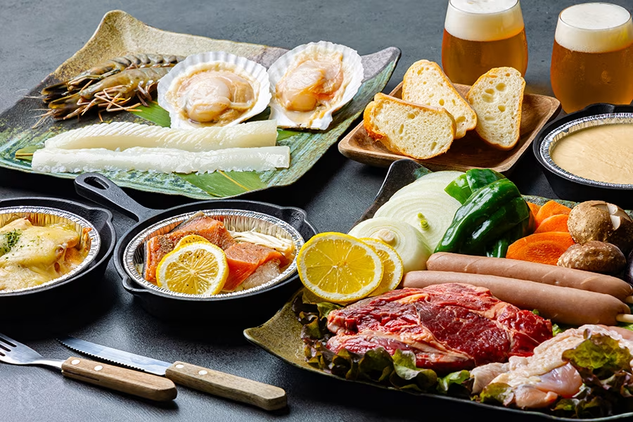 【グランピングBBQ/一泊二食付き】■スタンダードBBQ■迷ったらこれ！お肉も野菜もサイドメニューも充実した満足度100％のBBQ