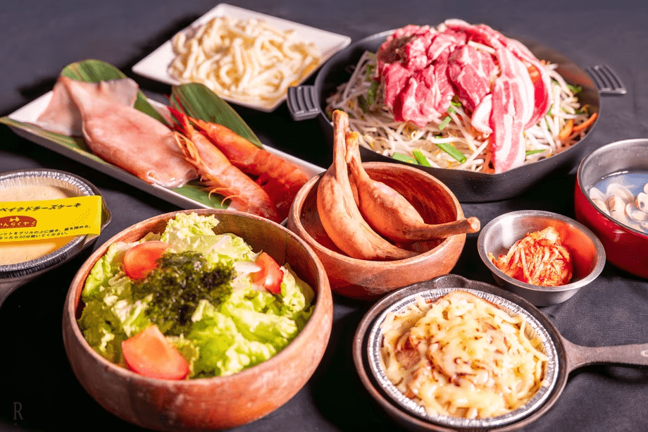 【1泊2食付】◇ベーシックBBQ◇コスパ重視の方必見！生ラム・豚・海鮮まで！全11種の賑やか食材を遊び尽くすお手頃BBQ