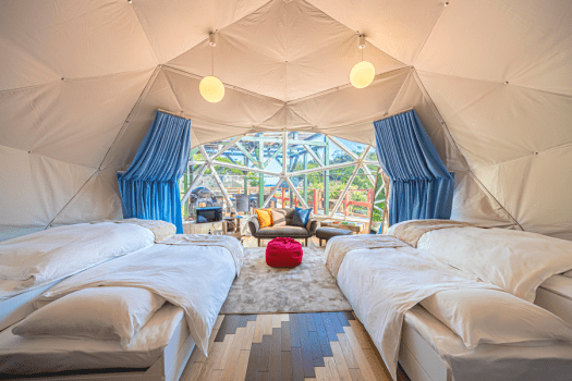 【チームラボチケット付き】自然と光を楽しめるチームラボに加え、贅沢な食事を堪能できるラグジュアリーグランピング【一泊二食付き】《GLAMP BEACH -グランビーチ茨城- 》