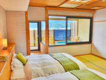 モダンツインルームと露天風呂