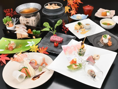 【秋冬の特別会席】穴子小袖・鯛しゃぶ香味鍋・広島県産牛グリル・秋味信州蒸し・穴子釜飯