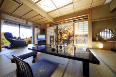 猿みの：１２畳+１０畳+１０畳（シモンズダブルベッド2台）　朝夕食ともにお部屋食