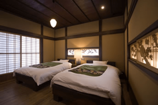 Special room "Koyo" with indoor bath + open-air bath (Japanese-Western room with 2 rooms: 2 semi-double beds) / Deluxe