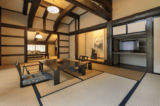 A deluxe room with Irori