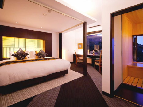 【客室一例】[禁煙]源泉かけ流し露天風呂付ベッドルーム40平米／201号室