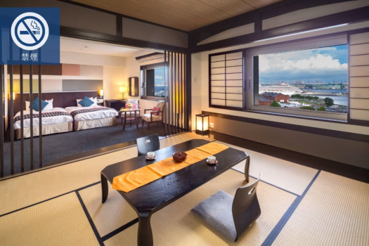 【ベイブリッジスイート：禁煙】セミダブルベッド×2台＋和室（独立バス）