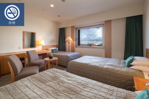 【トリプル：禁煙】（眺望指定なし）セミダブルベッド×2台＋エキストラベッド×1台