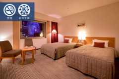 【スタンダードツイン：禁煙】＜観覧車側＞セミダブルベッド×2台