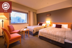 【デラックスツイン：喫煙】（眺望指定なし）ダブルベッド×1台＋シングルベッド×1台