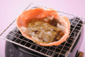 滋味豊かな蟹味噌は炭火の甲羅焼きで味わい深く