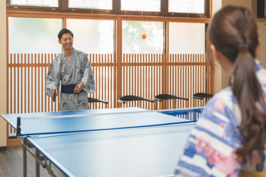 温泉と言えば、やっぱり卓球!!白熱した試合で汗をかいたら、自慢の温泉へどうぞ♪ 温泉と言えば、やっぱり卓球!!白熱した試合で汗をかいたら、自慢の温泉へどうぞ♪