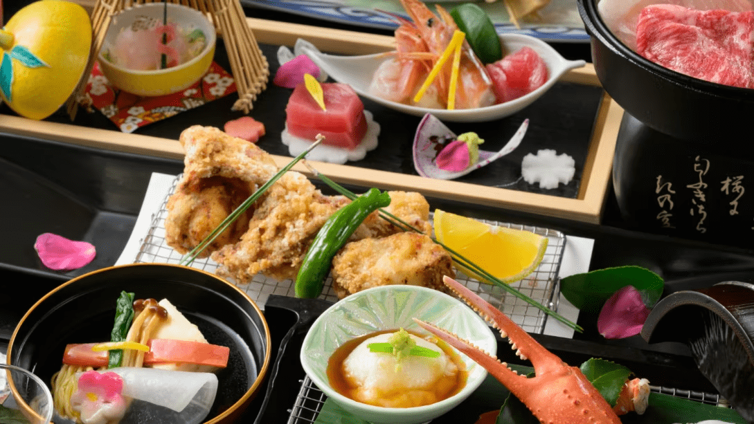 蟹と河豚を味わう冬の味覚会席。季節限定の美味をご堪能ください。