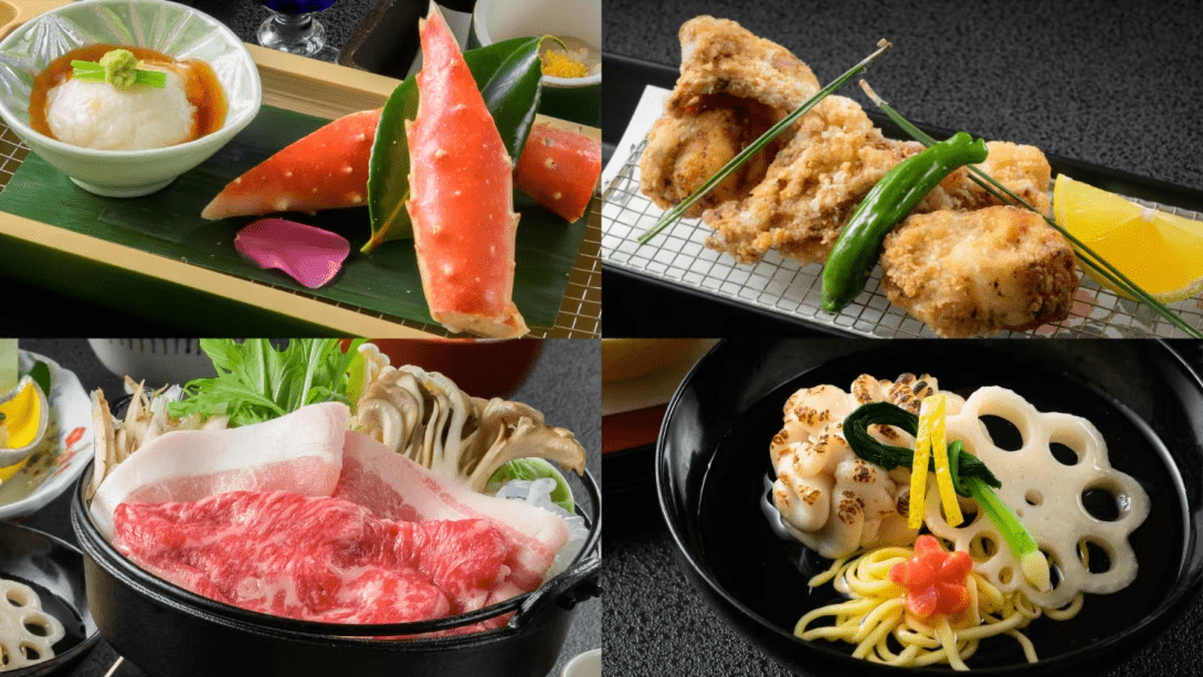 たらば蟹やふぐなど冬の四大美味を味わう創作和会席。