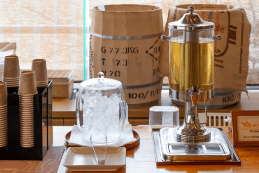 フリードリンクコーナーには群馬の特産品「白加梅」を使用した人気の濃厚梅シロップも。 フリードリンクコーナーには群馬の特産品「白加梅」を使用した人気の濃厚梅シロップも。