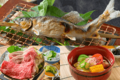 鮎の塩焼きを一品添えて愉しむ、夏の上州味覚会席。香ばしい鮎の風味をご堪能ください。
