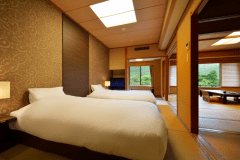 客室「花かんむり 二間ベッド付(禁煙)」※寝心地も評判な禁煙ルームです。