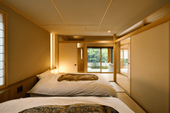 【次の間付客室（ベッド）】源泉半露天付 本間8畳＋6畳