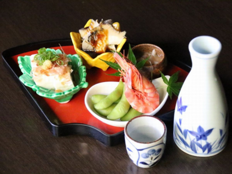 【晩酌セット付】日本酒or焼酎＆人気ベスト5のおつまみとともに…／夕食・朝食付プラン